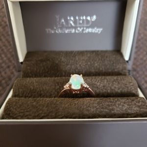 Ladies Opal and Diamond Rose Gold Ring